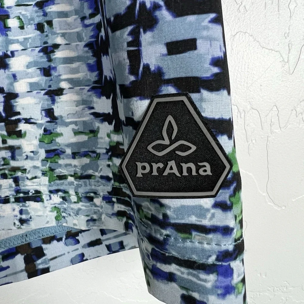Prana Catalyst Board Shorts Men 33 Blue 4-Way Stretch Side Stash Pocket UPF 50+